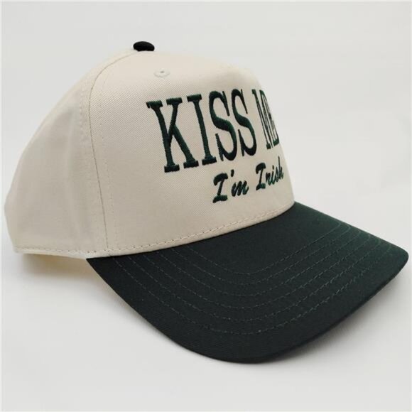 Kiss Me I\'m Irish Hat St Patrick’s Day Lucky Green Beige Snapback Cap Funny Retr main image 4
